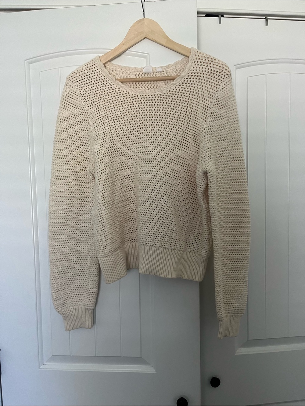 GAP Cream Open-Weave Crewneck Sweater